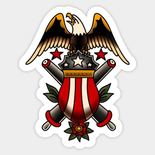 American Traditional Military Eagle & Artillary Motif Sticker